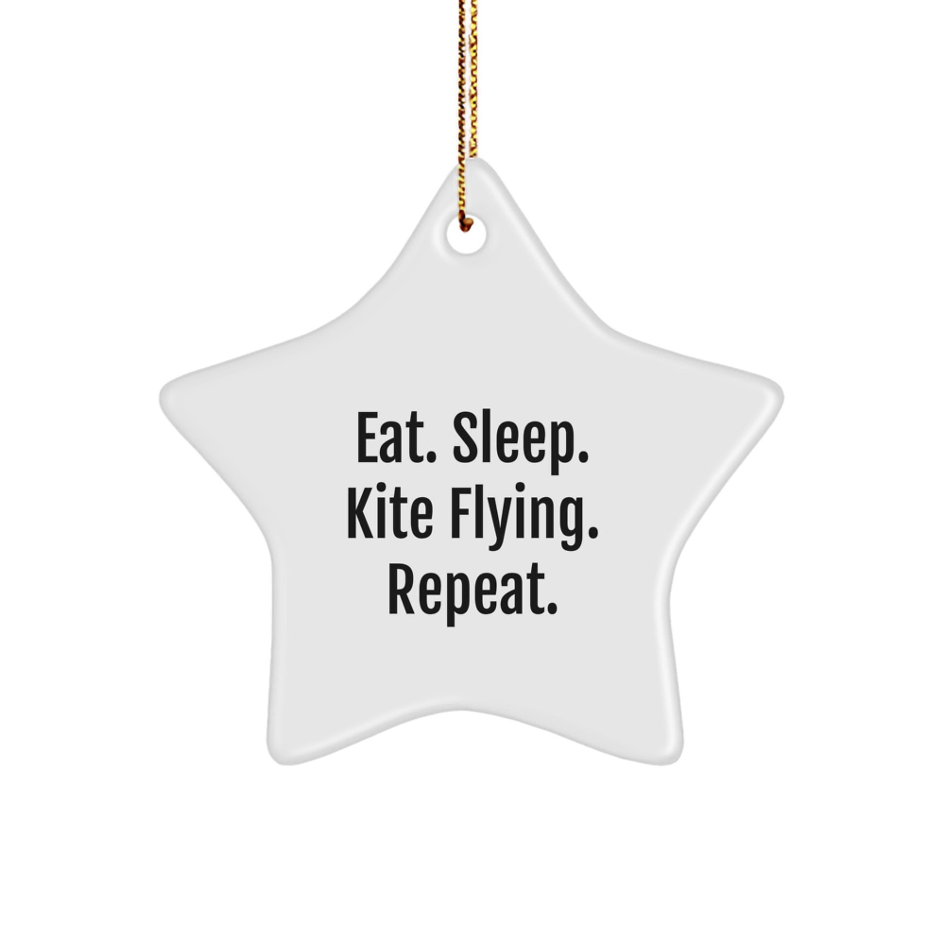 Kite Flying Enthusiast's Christmas Unique Gift, Eat. Sleep. Kite Flying. Repeat., Star Ornament for Friends, Family, or Coworkers - Image 1