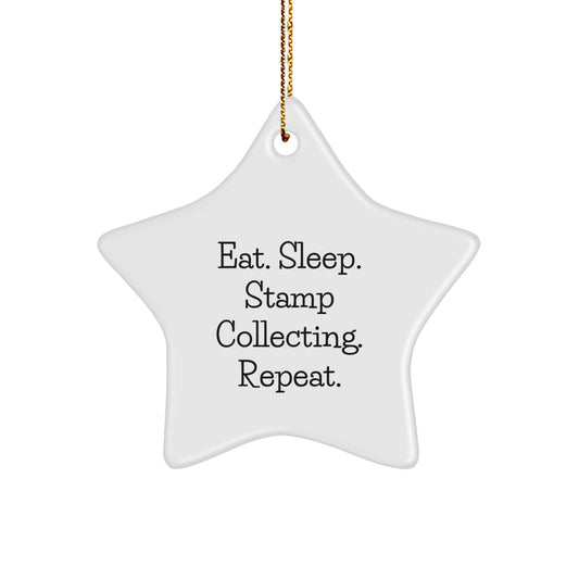 Stamp Collecting Gifts for Men from Eat. Sleep. Stamp Collecting. Repeat. - Star Ornament for Christmas - Image 1