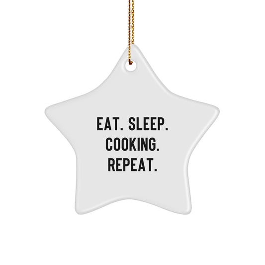 Funny Cooking Gifts for Men from Friends - Eat. Sleep. Cooking. Repeat. Star Ornament for Christmas Unique Gifts - Image 1