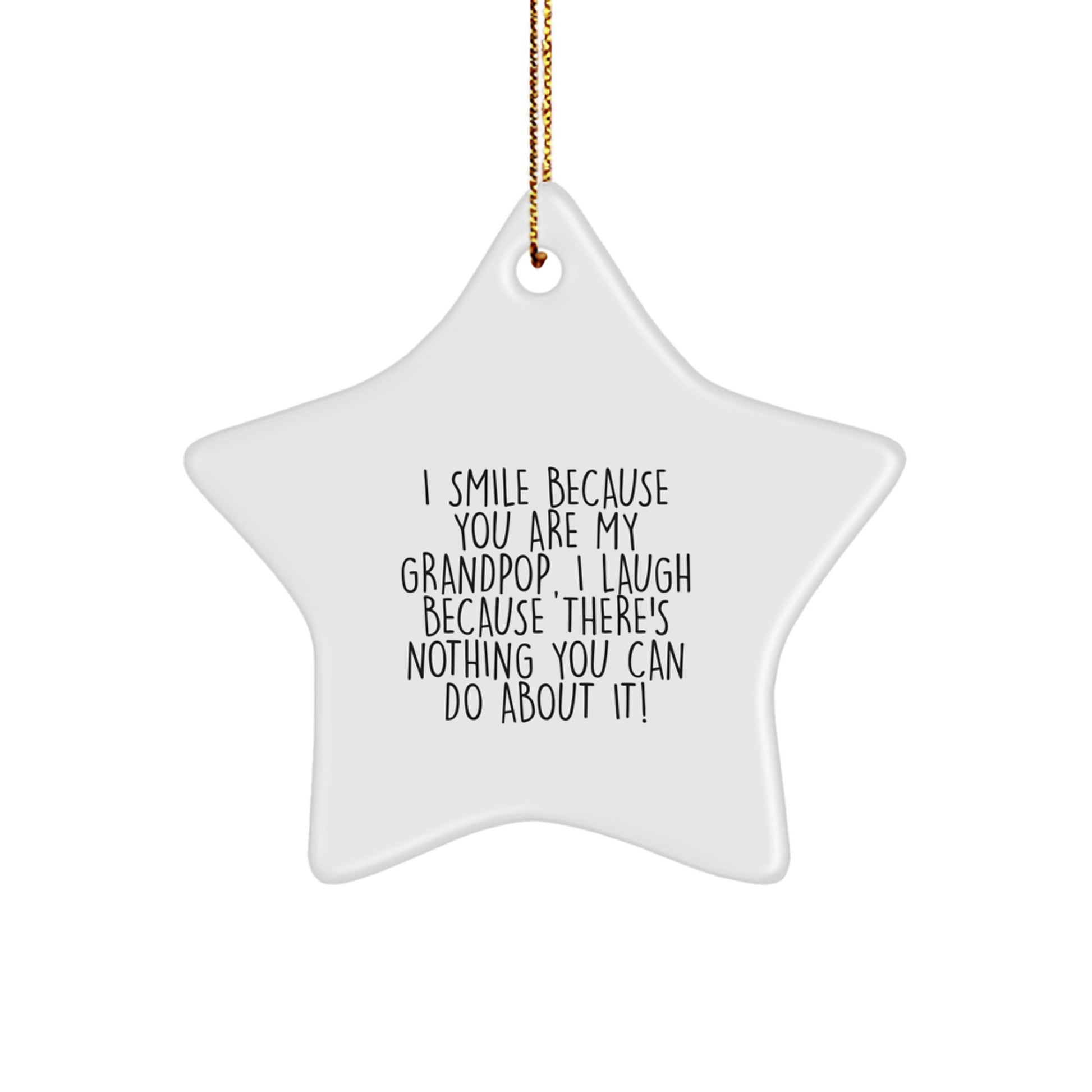 Grandpop Funny Star Ornament Gifts from Family, Christmas Unique Gifts for Grandpop, Star Shaped White Ornament. - Image 1