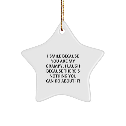 Funny Grampy Gifts, I Smile Because You Are My Grampy, Star Ornament for Christmas, Gifts from Men to Grampy - Image 1