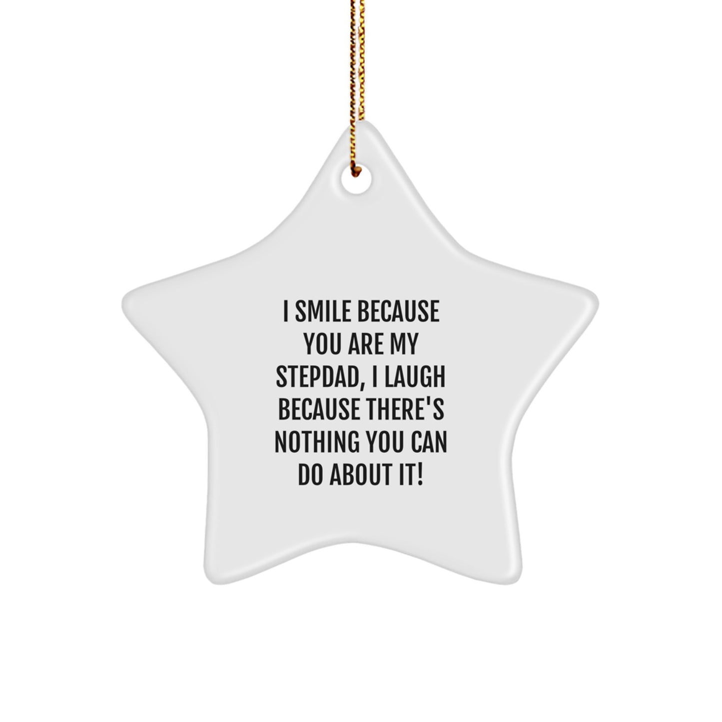 Funny Stepdad Christmas Unique Gifts from Men - I Smile Because You Are My Stepdad, I Laugh Because There's Nothing You Can Do About It! Star Ornament Gifts for Stepdads - Image 1