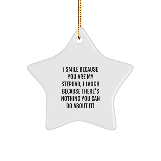 Funny Stepdad Christmas Unique Gifts from Men - I Smile Because You Are My Stepdad, I Laugh Because There's Nothing You Can Do About It! Star Ornament Gifts for Stepdads - Image 1