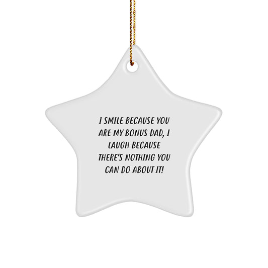 Funny Bonus Dad Star Ornament, Great Gifts for Bonus Dads, Perfect Christmas Unique Gifts from Men to Bonus Dad Love - Image 1