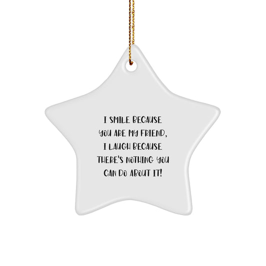 Funny Friend Star Ornament Gifts for Men Women Friends Family - 'I Smile Because You Are My Friend - Image 1