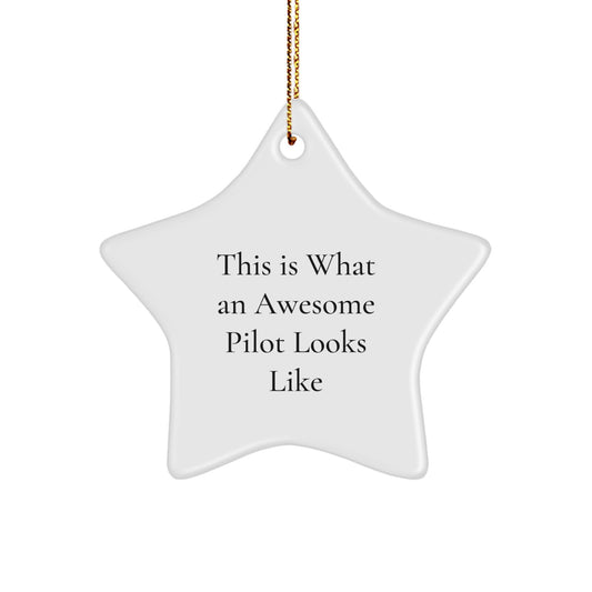 Pilot Gifts from Friends - This Is What An Awesome Pilot Looks Like Star Ornament for Christmas - Image 1