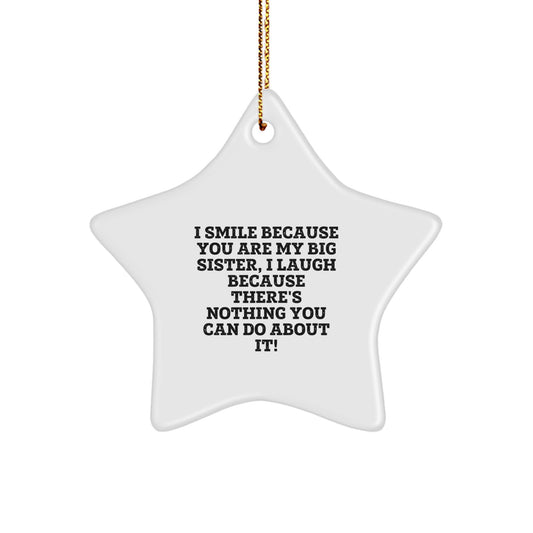 Funny Big Sister Gifts from Family, Unique Star Ornament for Big Sister, Christmas Unique Gifts - Image 1