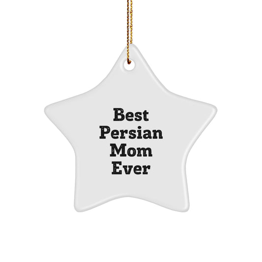 Funny Persian Cat Mom Gifts for Christmas - 'Best Persian Mom Ever' Star Ornament for Her, from Friends, Family, or Coworkers - Image 1