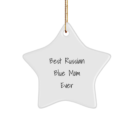 Funny Russian Blue Cat Mom Star Ornament Gifts from Friends for Christmas - Image 1
