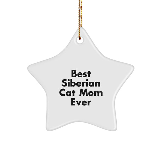 Siberian Cat Mom's Delight, Gifts from Family for Siberian Cat Lovers at Christmas, Star Ornament - Image 1