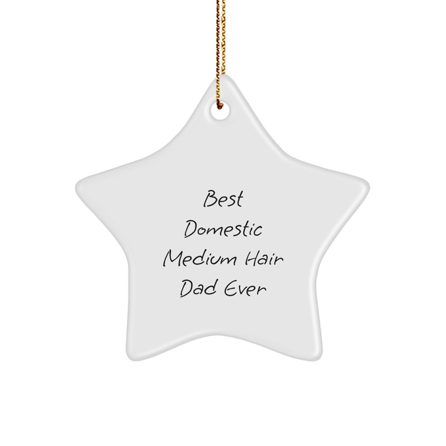 Funny Domestic Medium Hair Cat Gifts, Star Ornament with Best Dad Quote, Christmas Decorations from Family - Image 1