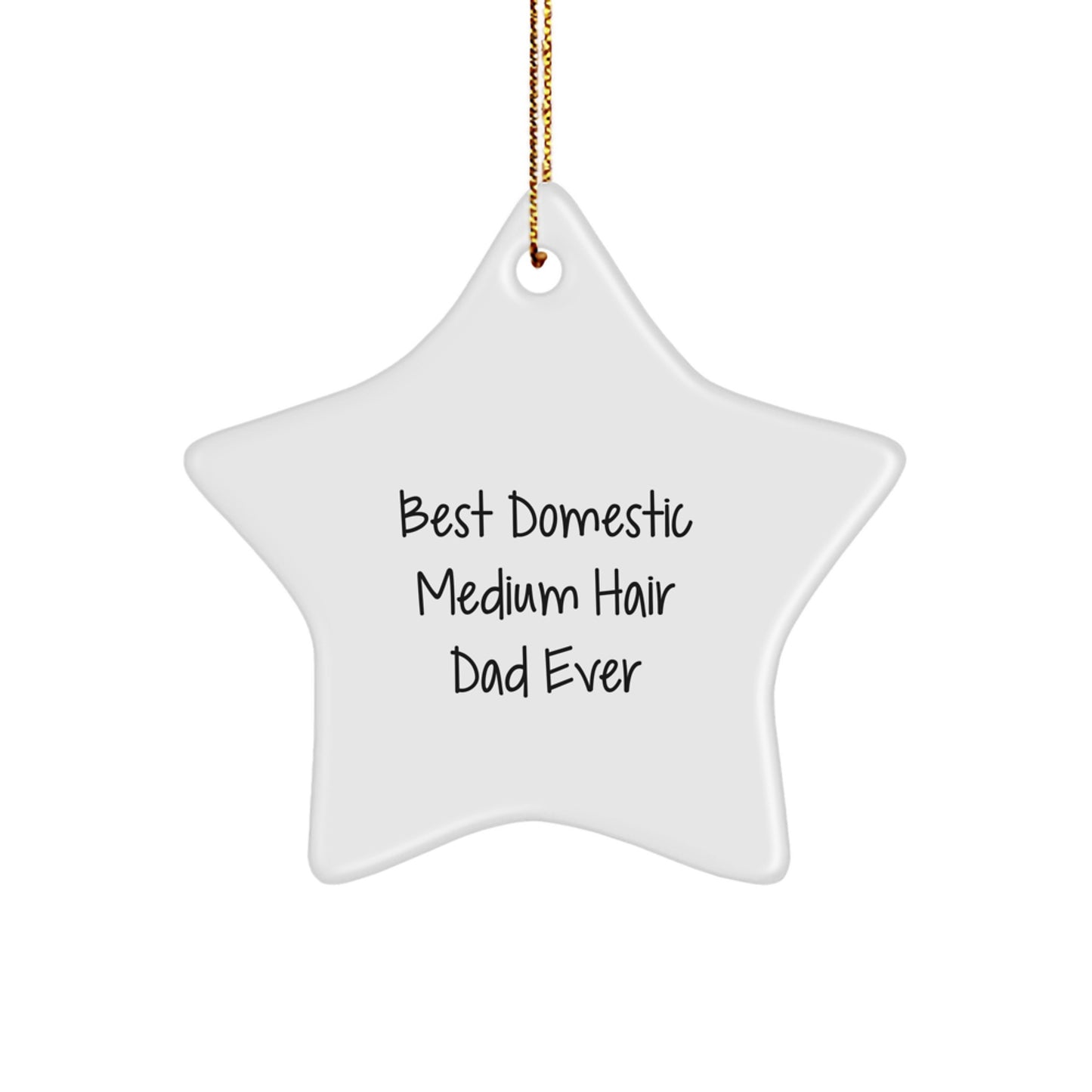 Funny Domestic Medium Hair Cat Gifts, Star Ornament for Dad, Best Domestic Medium Hair Dad Ever Quote, Christmas Unique Gifts from Men to Family, Unique Gift for Cat Lovers - Image 1