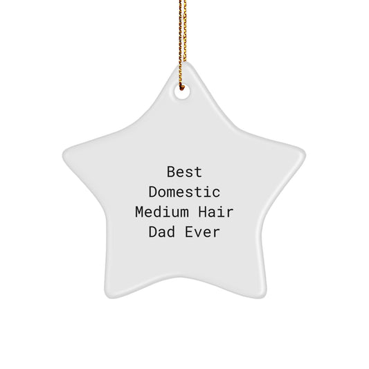 Funny Domestic Medium Hair Cat Star Ornament, Gifts from Mom, 'Best Domestic Medium Hair Dad Ever', Christmas Unique Gifts for Home Decor - Image 1