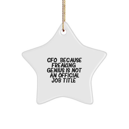 Funny CFO Gifts, Star Ornament for Men, Women, Friends, or Coworkers, 'Cfo. Because Freaking' genius Is Not An Official Job Title.' - Image 1