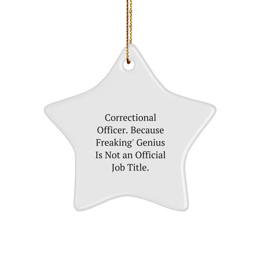 Funny Correctional Officer Gifts - 'Correctional Officer. Because Freaking' genius Is Not An Official Job Title.' Star Ornament for Christmas - Image 1