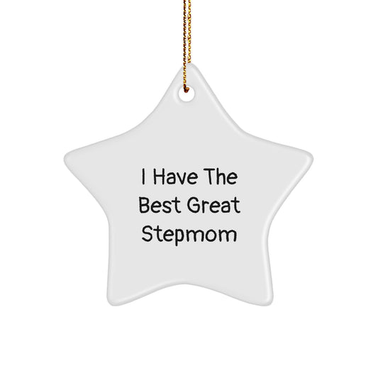 Funny Stepmom Gifts from Family, Stepmom Star Ornament for Christmas Unique Gifts, 'I Have The Best Great Stepmom' Quote - Image 1