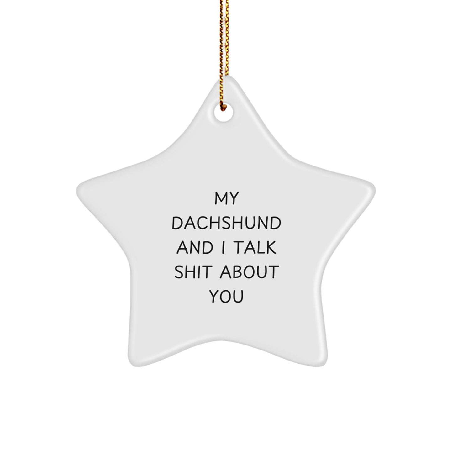 Funny Dachshund Dog Gifts for Men, Women, and Friends - Cute Star Ornament with Quote 'My Dachshund And I Talk Shit About You' - Christmas Unique Gifts from Family - Image 1