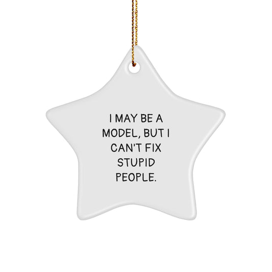 Funny Model Star Ornament Gifts for Men Women Friends Coworkers Family from I May Be A Model But I Can't Fix Stupid People. - Image 1