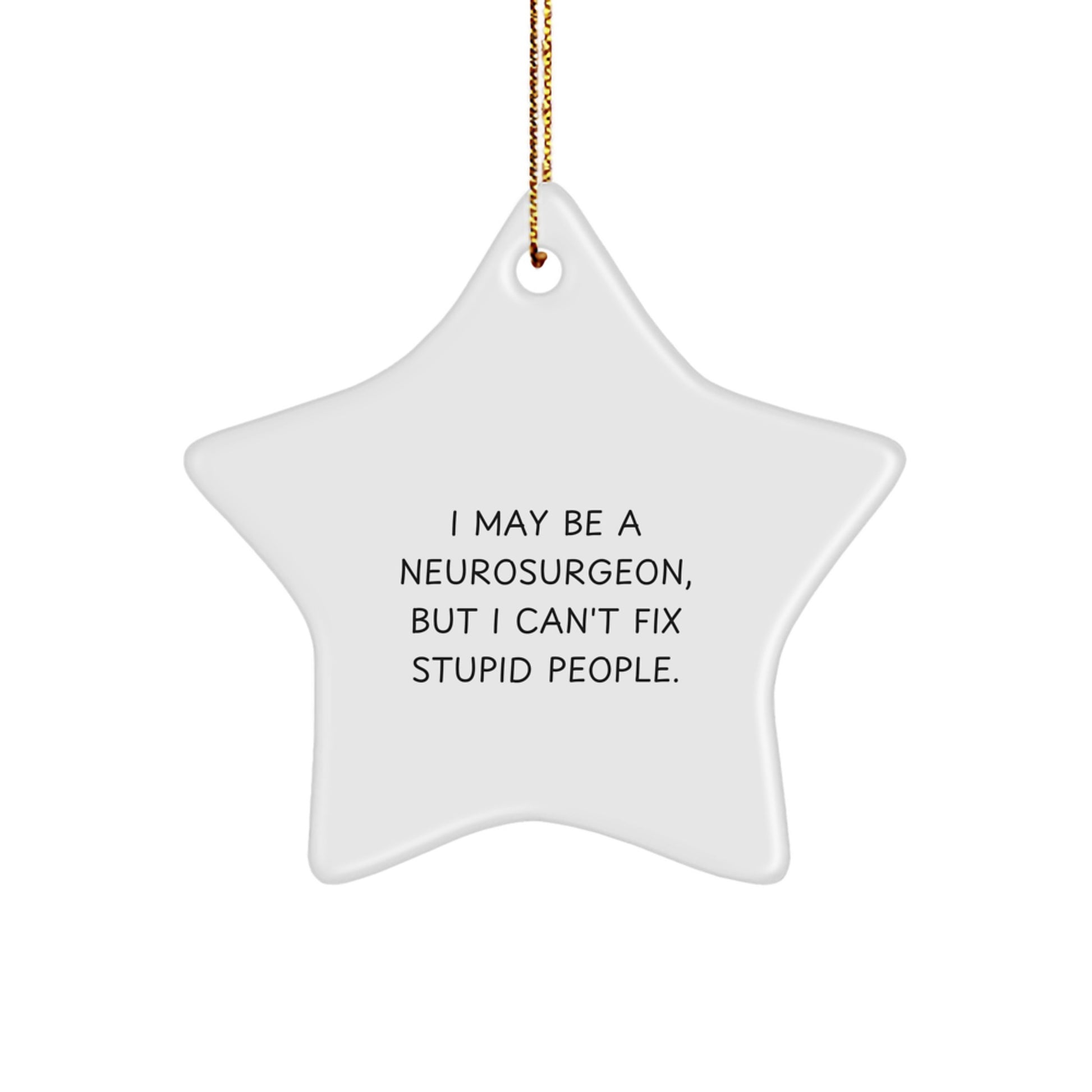 Funny Neurosurgeon Gifts for Friends, Christmas Unique Star Ornaments, 'I May Be A Neurosurgeon, But I Can't Fix Stupid People' Quote, Gifts from Men for Coworkers - Image 1