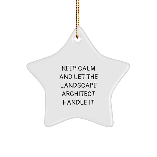 Funny 'Keep Calm And Let The Landscape Architect Handle It' White Star Ornament Gifts from Friends for Landscape Architects to Decorate Home - Image 1