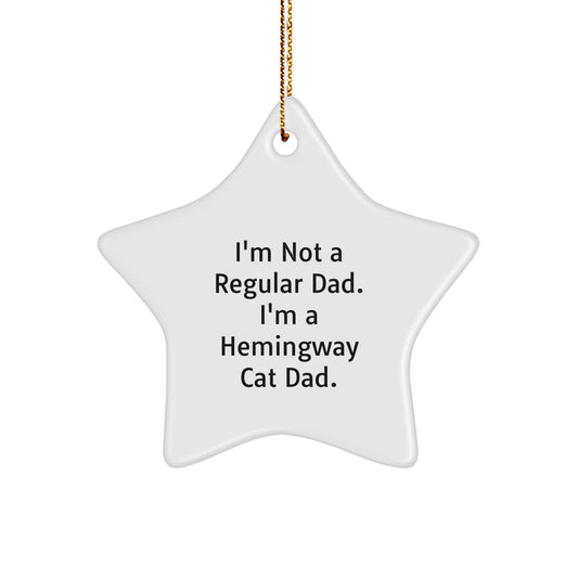 Funny Hemingway Cat Dad Gifts for Him - White Star Ornament with Gold Cord for Christmas Unique Gifts from Men to Friends - Image 1