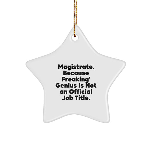 Funny Magistrate Gifts for Men, 'Magistrate. Because Freaking' genius Is Not An Official Job Title.' Christmas Unique Star Ornaments for Home - Image 1