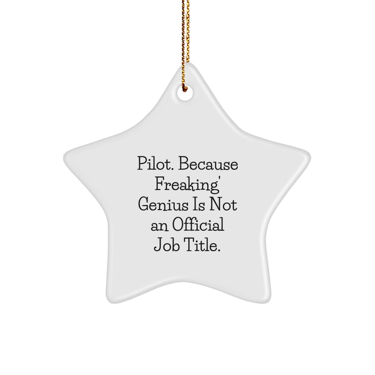 Funny Pilot Gifts, Star Ornament with Inspirational Quote Pilot. Because Freaking' genius Is Not Official, Gifts from Family to Pilot Friends, Perfect Christmas Unique Gifts for Men - Image 1