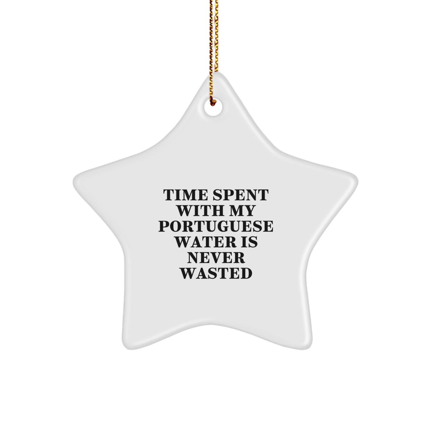 Funny Portuguese Water Dog Christmas Unique Gifts for Owners from Friends Star Ornament, 'Time Spent With My Portuguese Water Is Never Wasted', Unique Star Shaped Decoration - Image 1