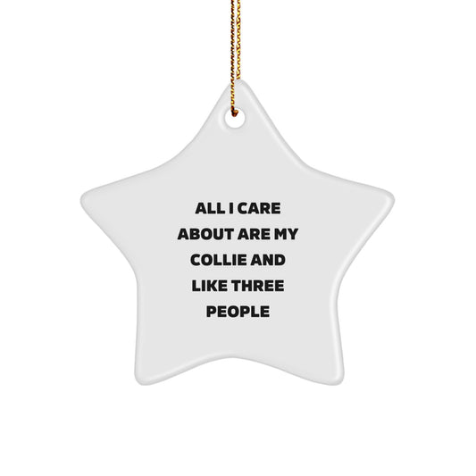 Funny Collie Dog Lover Gifts, Star Ornament for Men, Women, Friends, and Family - All I Care About Are My Collie And Like Three People, Christmas Unique Gifts from Friends - Image 1