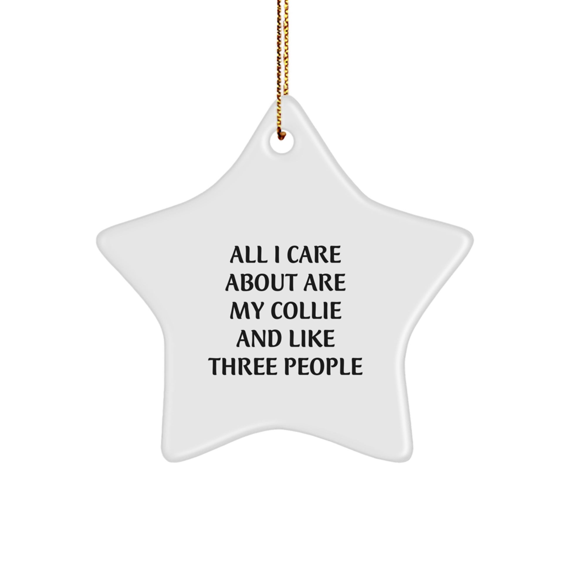 Funny Collie Dog Gifts from Friends for Men, Unique Star Ornament for Christmas with 'All I Care About Are My Collie And Like Three People' Quote, Gifts for Collie Dog Owners - Image 1