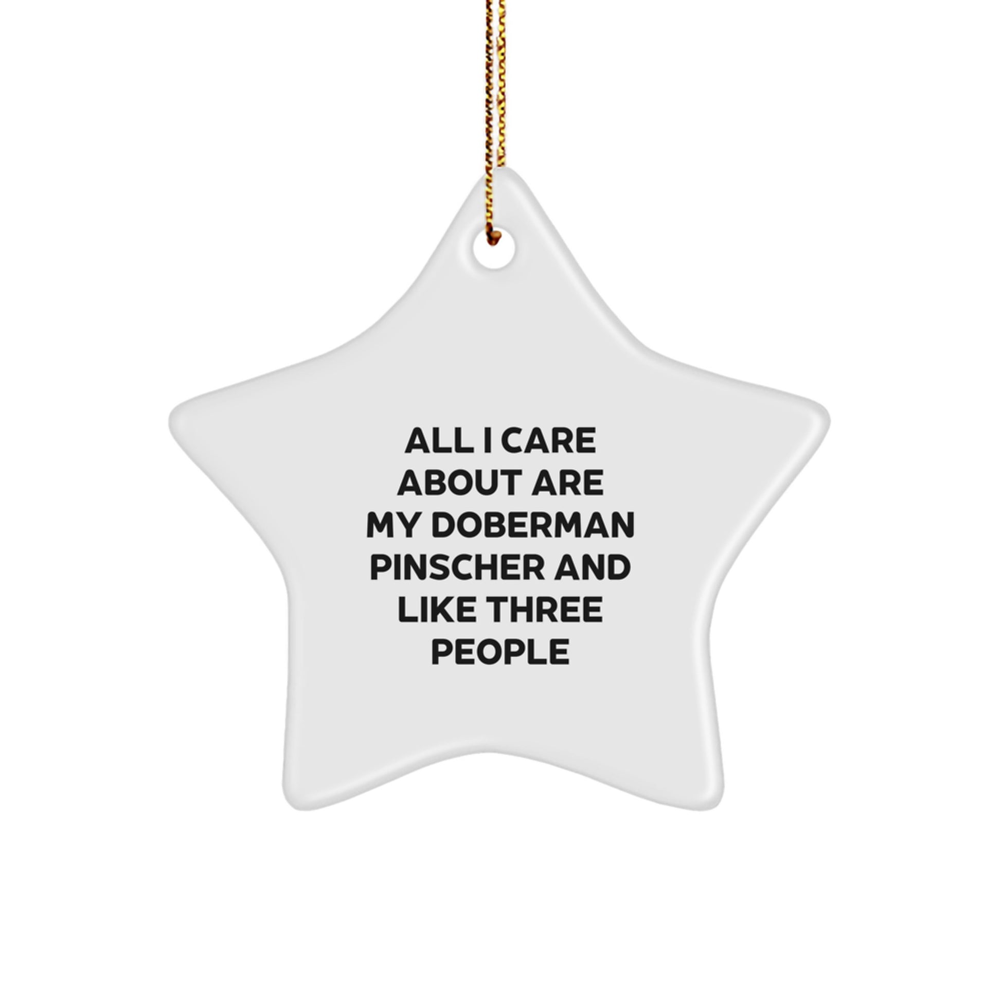 Funny Doberman Pinscher Dog Gifts for Friends and Family - Star Ornament with Quote 'All I Care About Are My Doberman Pinscher And Like Three People' - Christmas Unique Ornaments for Home Decor - Image 1