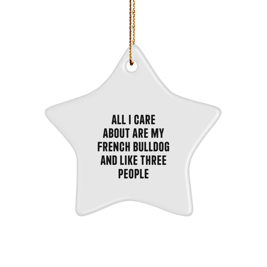 French Bulldog Lover's Star Ornament, Gifts from Friends and Family for French Bulldog, All I Care About Are My French Bulldog And Like Three People, Christmas Unique Gifts - Image 1