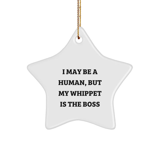 Funny Whippet Dog Gifts, Christmas Unique Gifts from Men to Friends, Whippet Dog Star Ornament - Image 1