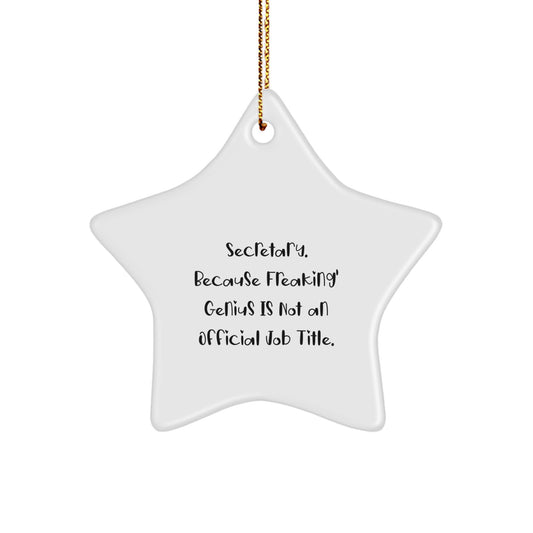 Funny Secretary Gifts, Star Ornament, Because Freaking' genius Is Not An Official Job Title. Gifts from Men, Women, Friends, Coworkers, Family for Secretary, Christmas Unique Gifts - Image 1