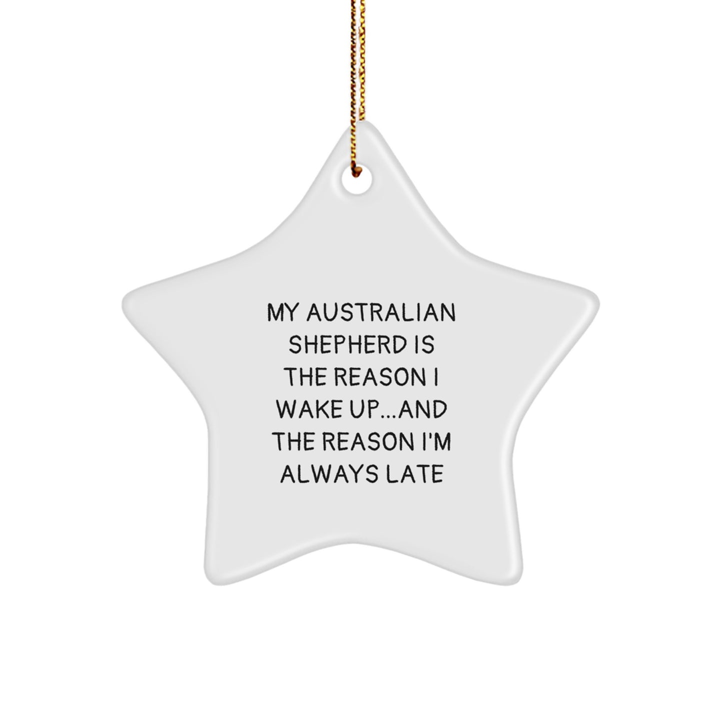 Australian Shepherd Dog Gifts Funny Star Ornament for Men, Gifts from Men to Australian Shepherd Dog Lovers, My Australian Shepherd Is The Reason I Wake Up Decorations - Image 1