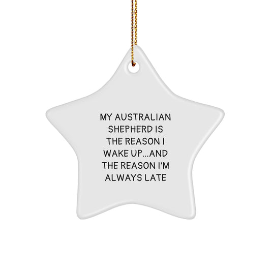Australian Shepherd Dog Gifts Funny Star Ornament for Men, Gifts from Men to Australian Shepherd Dog Lovers, My Australian Shepherd Is The Reason I Wake Up Decorations - Image 1