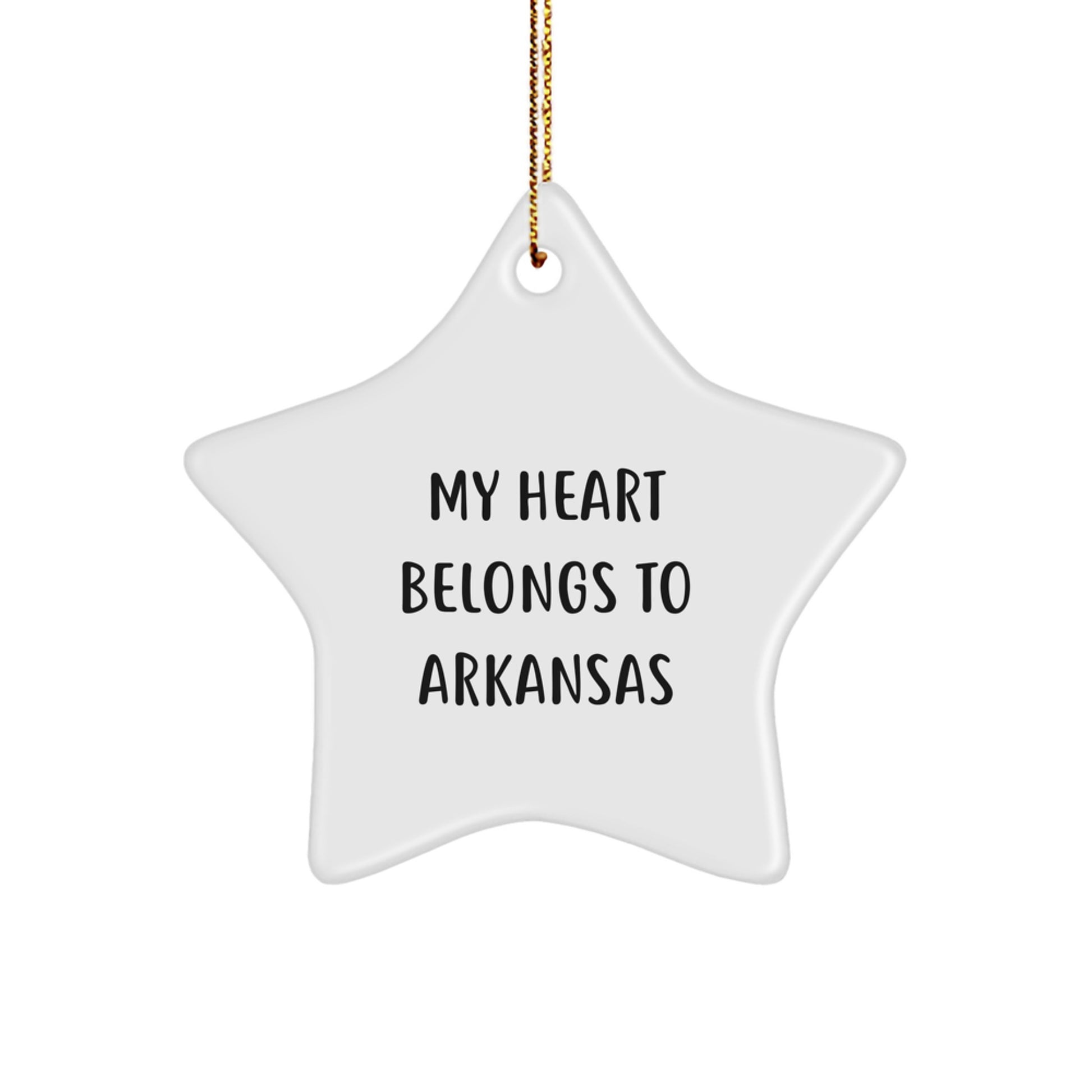 Arkansas Star Ornament, 'My Heart Belongs To Arkansas' Quote, Gifts from Family to Friends, for Home Decor, Christmas Unique Gifts - Image 1