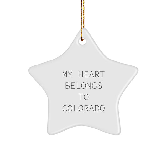 Colorado Star Ornament, My Heart Belongs To Colorado, Gifts from Family, for Colorado Lovers, Unique Christmas Unique Gifts - Image 1