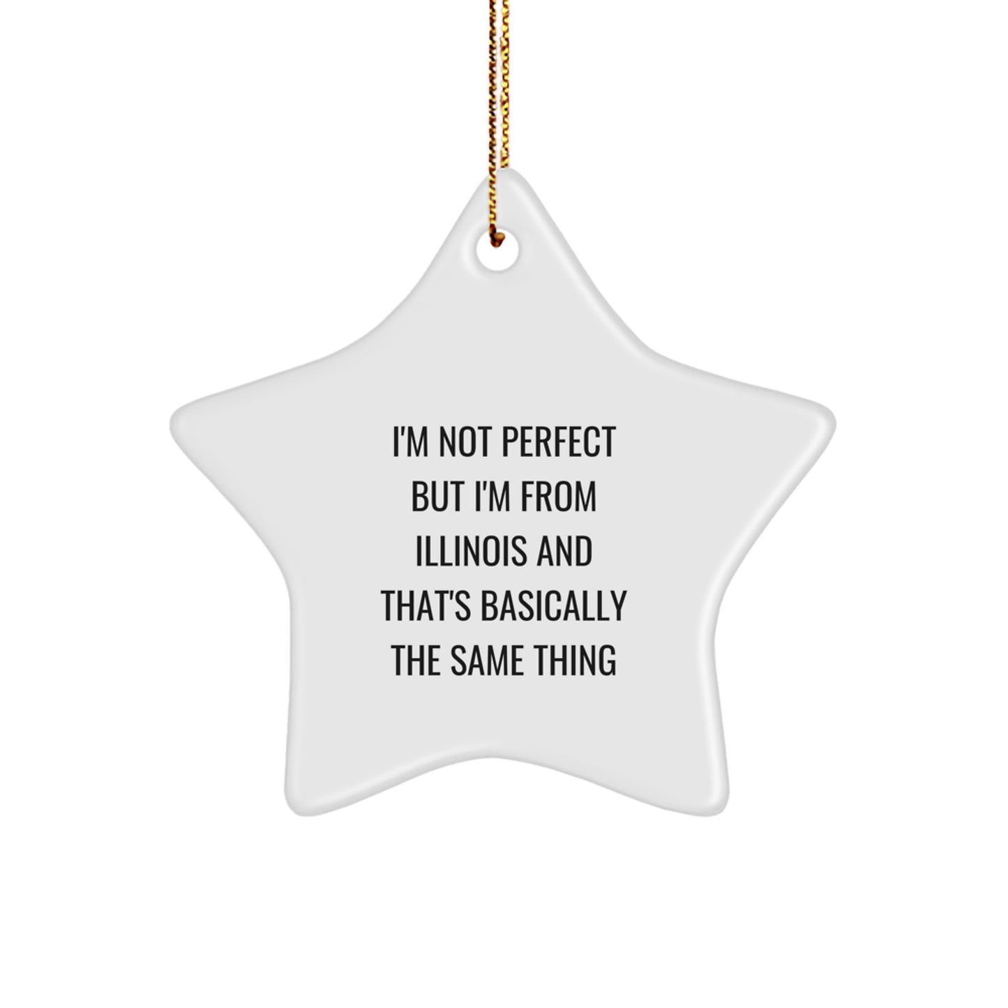 Funny Illinois Star Ornament Gifts from Family, Perfect Illinois Gifts for Men Women Friends, I'm Not Perfect But I'm From Illinois And That's Basically The Same Thing Christmas Unique Gifts - Image 1
