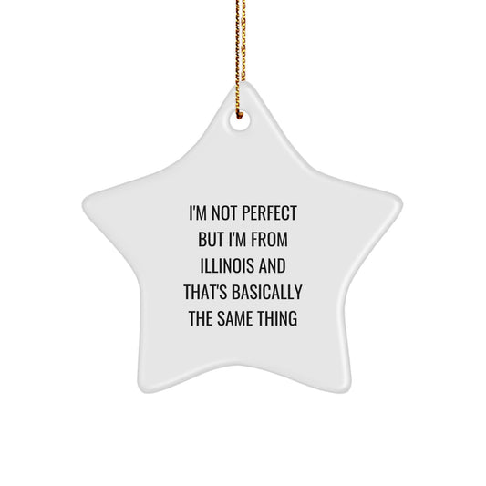 Funny Illinois Star Ornament Gifts from Family, Perfect Illinois Gifts for Men Women Friends, I'm Not Perfect But I'm From Illinois And That's Basically The Same Thing Christmas Unique Gifts - Image 1