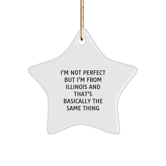 Funny Illinois Christmas Star Ornaments Gifts from Illinois Friends - I'm Not Perfect But I'm From Illinois And That's Basically The Same Thing - Image 1