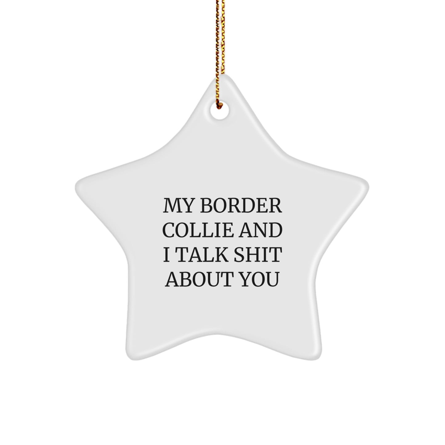 Funny Border Collie Dog Gifts from Friends to Family - My Border Collie And I Talk Shit About You Star Ornament for Christmas - Image 1