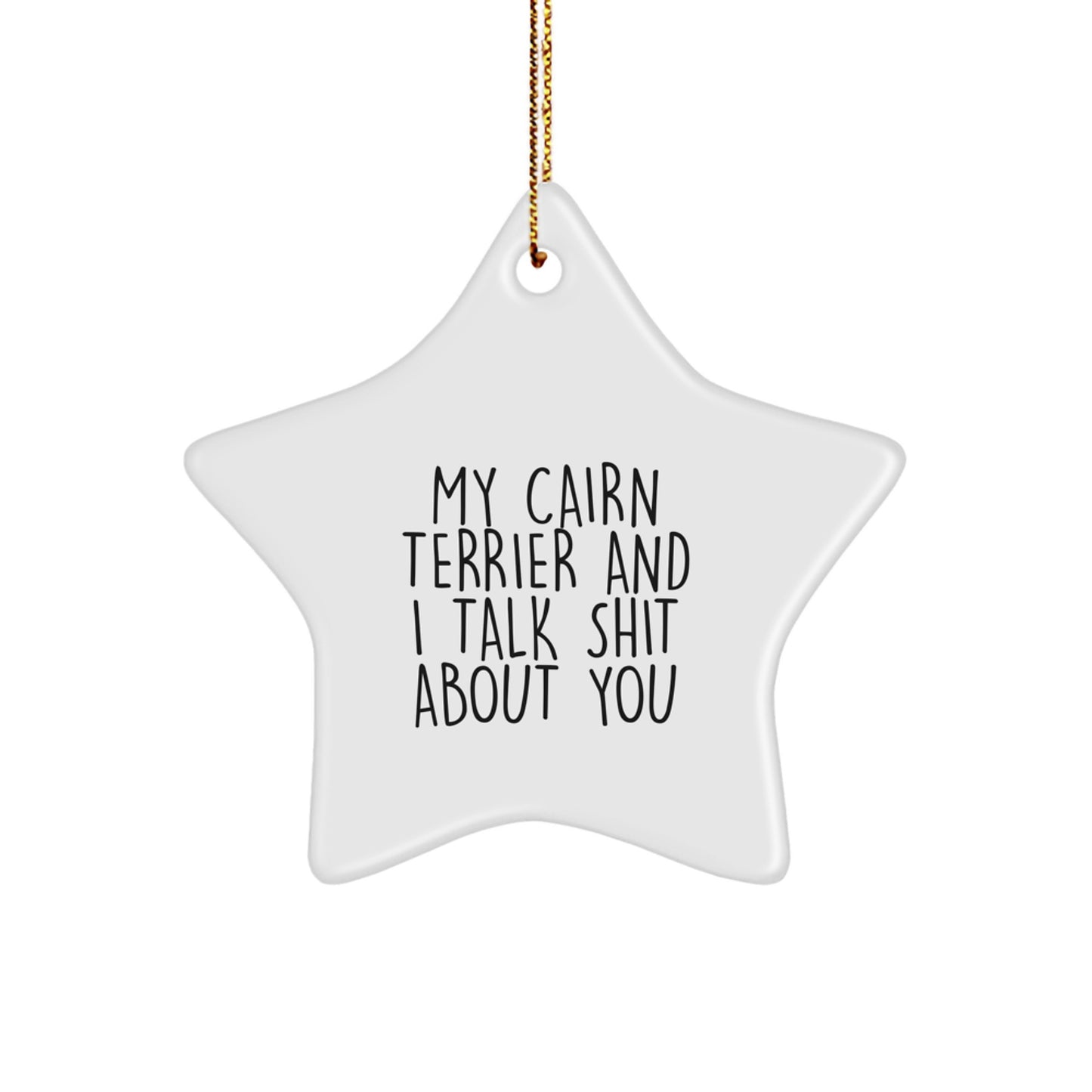 Funny Cairn Terrier Dog Christmas Unique Gifts for Friends, Men, Women - Star Ornament with 'My Cairn Terrier And I Talk Shit About You' Quote - Image 1