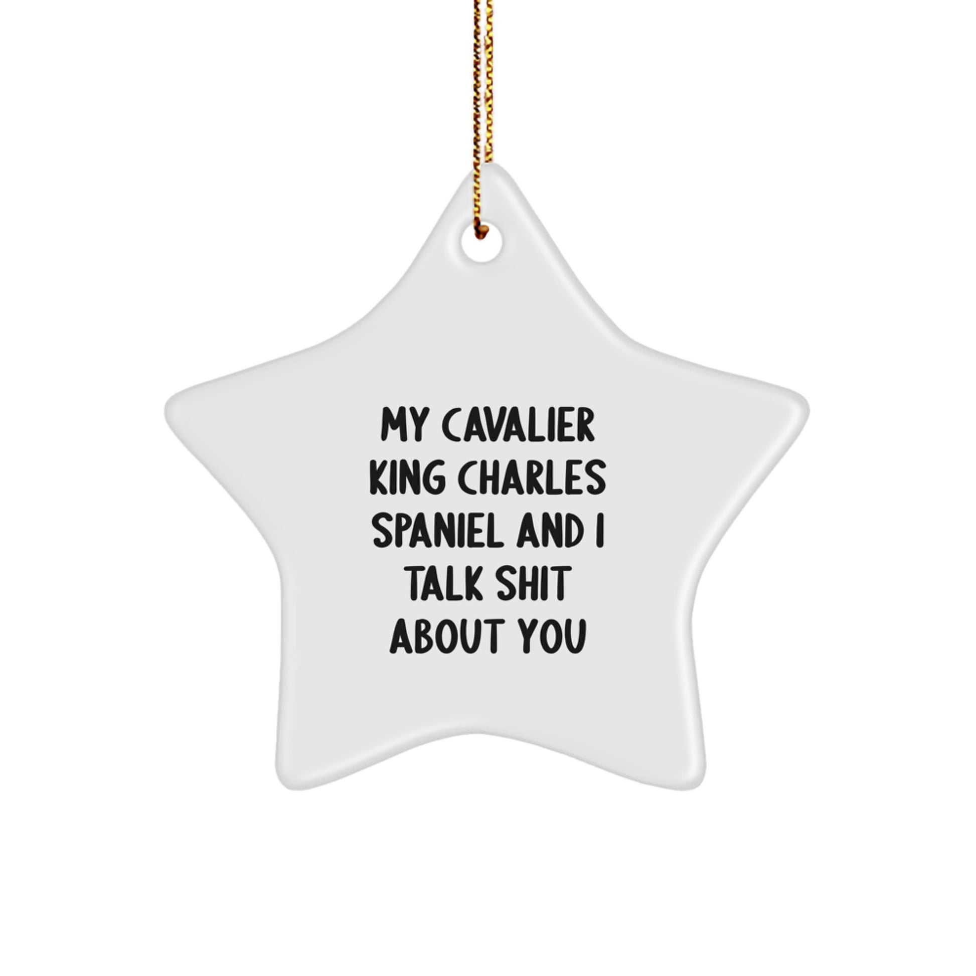 Funny Cavalier King Charles Spaniel Dog Gifts for Men, Unique Star Ornament with Quirky Quote, Gifts from Friends or Family for Christmas - Image 1