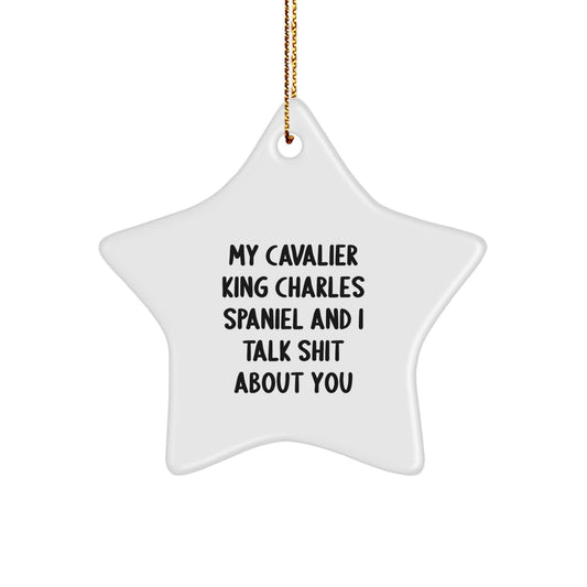 Funny Cavalier King Charles Spaniel Dog Gifts for Men, Unique Star Ornament with Quirky Quote, Gifts from Friends or Family for Christmas - Image 1