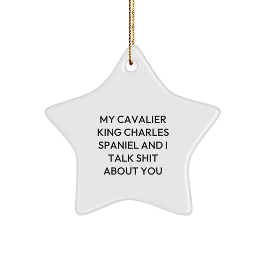 Funny Cavalier King Charles Spaniel Dog Star Ornament, Gifts from Friends to Family, Christmas Unique Decorations, My Cavalier King Charles Spaniel And I Talk Shit About You Quote - Image 1