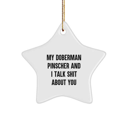 Funny Doberman Pinscher Dog Gifts Star Ornament for Christmas, Gifts from Friends to Family, Unique Star Ornament Decorations - Image 1