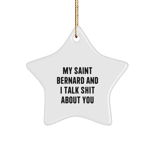 Funny Saint Bernard Dog Gifts from Friends for Christmas Unique Star Ornament - Image 1