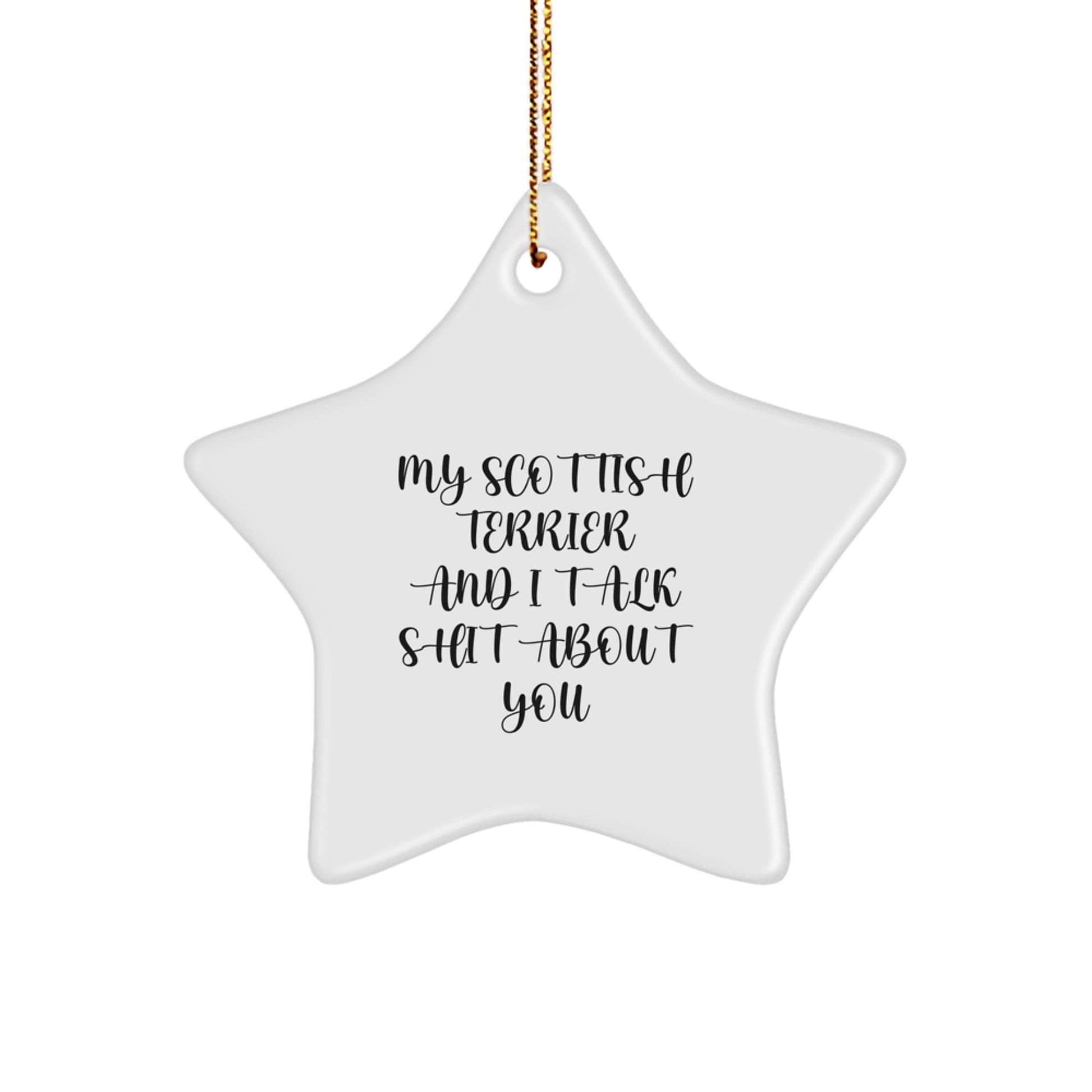 Funny Scottish Terrier Dog Gifts, Star Ornament for Him or Her, 'My Scottish Terrier And I Talk Shit About You' Quote, Christmas Unique Gifts from Men, Women, or Friends to Family - Image 1
