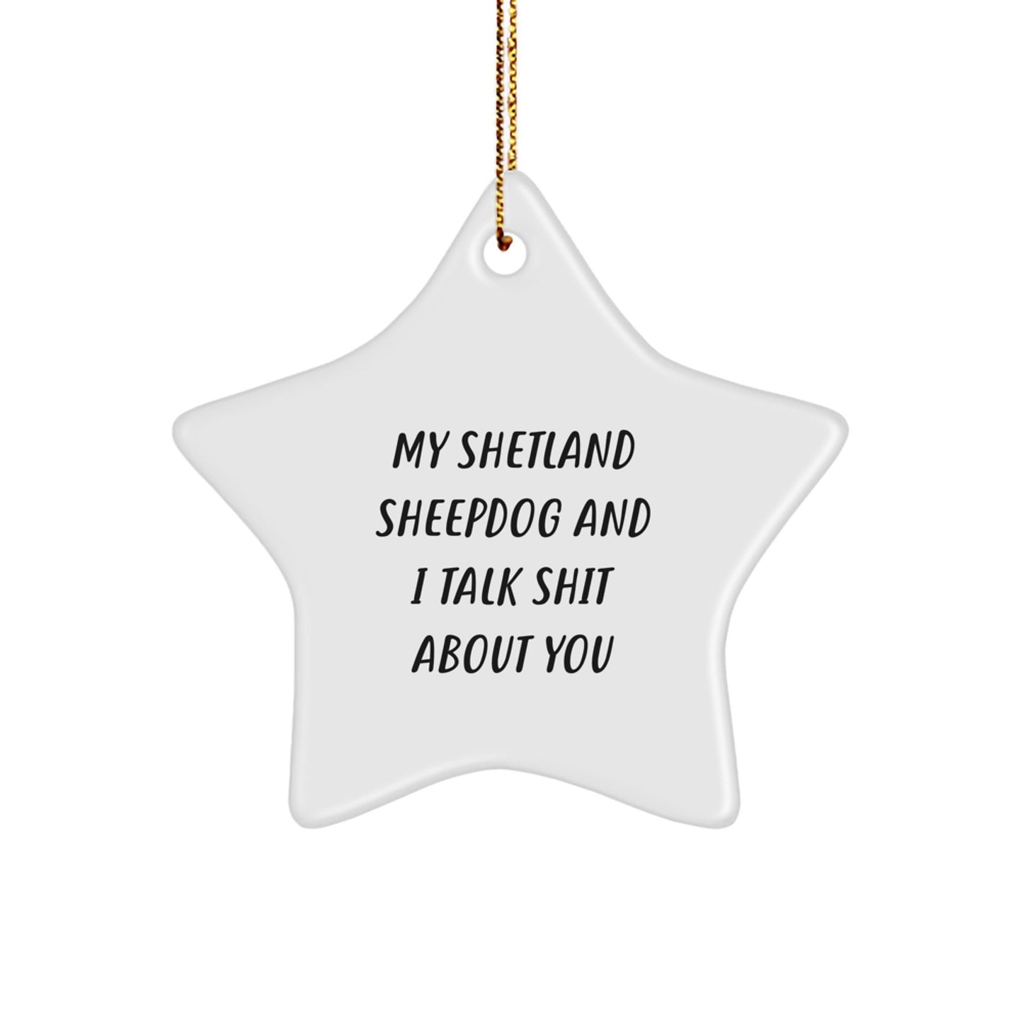 Shetland Sheepdog Christmas Star Ornament Gifts from Family for Your Funny Shetland Sheepdog Lover, Talk Shit About You Star Decoration - Image 1